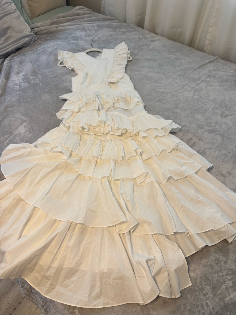 Ulla Johnson Aurore White Tiered Ruffle Cotton Maxi Dress Size 2 - Picture 12 of 13